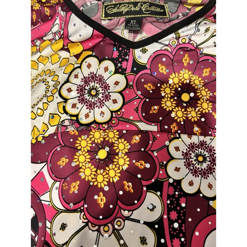 Southpole Collection Women's Top Colorful Glitter V Neck Size XL